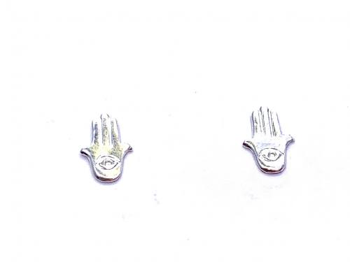 Silver Hamsa Hand Stud Earrings