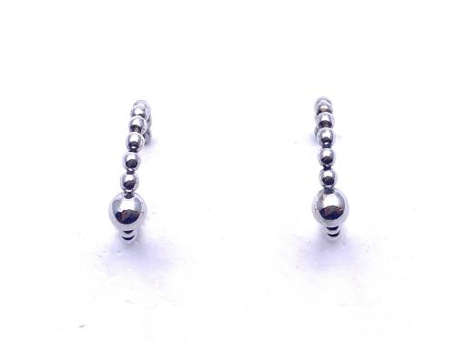 Silver Plain Bobble Hoop Stud Earrings