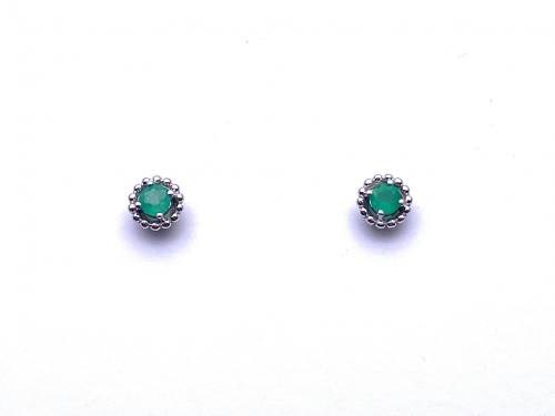 Silver Emerald  Stud Earrings 5mm