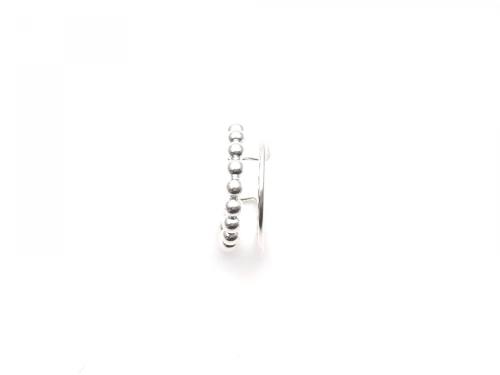 Silver Single Double Band Bead Design Ear Cuff