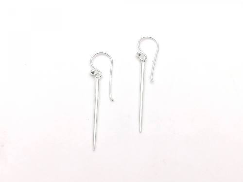 Silver Long Bar Drop Earrings