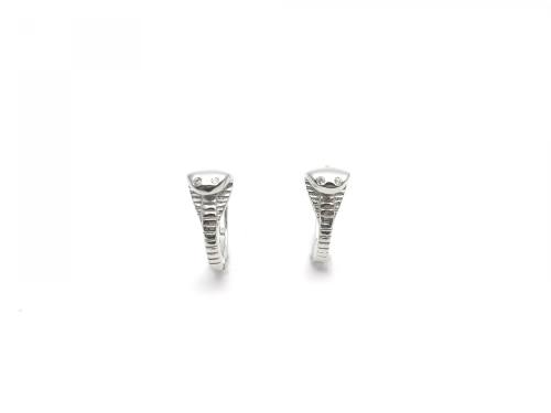 Silver Cobra Design Hinged Huggie Hoop Earrings