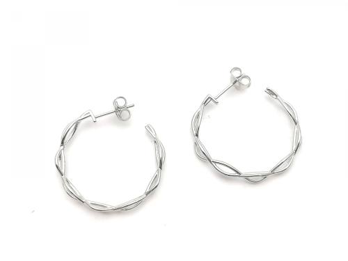 Silver Plaited Hoop Earrings