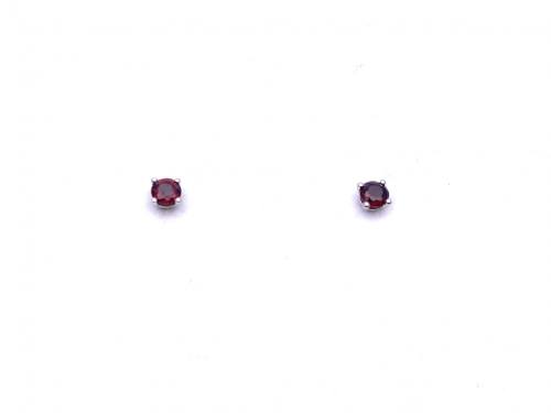 Silver Garnet Stud Earrings 4mm