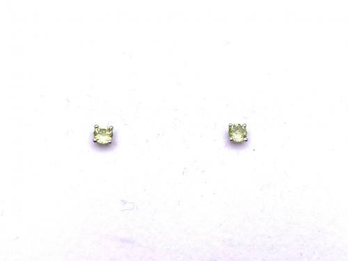 Silver Peridot Stud Earrings 4mm