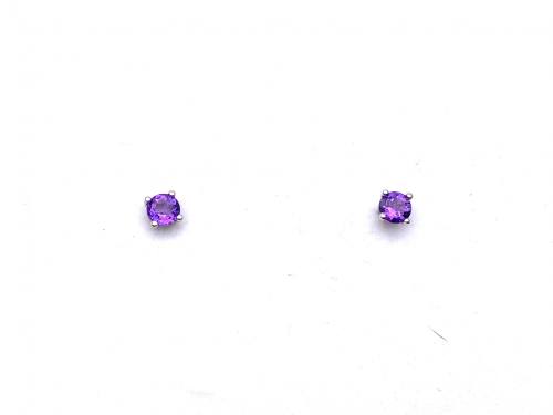 Silver Amethyst Stud Earrings 4mm
