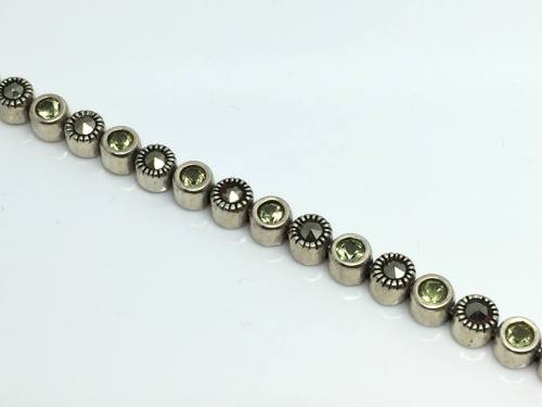 Silver Marcasite and Peridot Bracelet 7 inch
