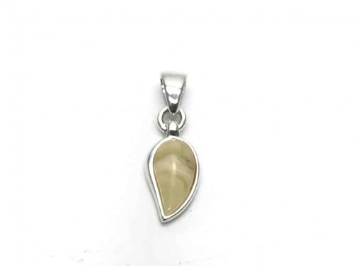 Silver Yellow Amber Teardrop Pendant