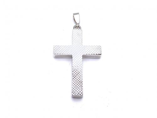 Silver Heavy Crosshatch Cross Pendant
