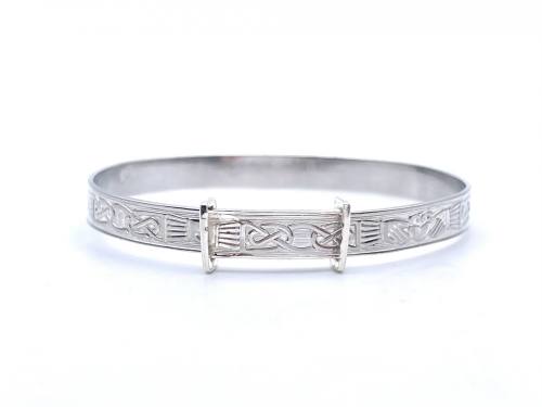 Silver Claddagh Pattern Baby Bangle