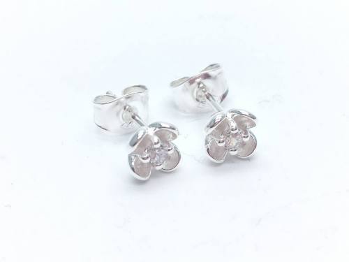 Silver and Shell Pearl with CZ Stud Earrings