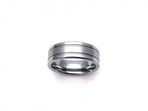 Tungsten Carbide Ring Brushed & Polished 8mm