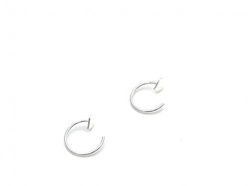 Silver Heart Push Through Hoop Earrings