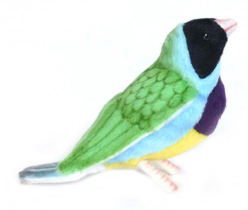 Soft Toy Black Headed Gouldian Finch Bird by Hansa (11cm.L) 5694