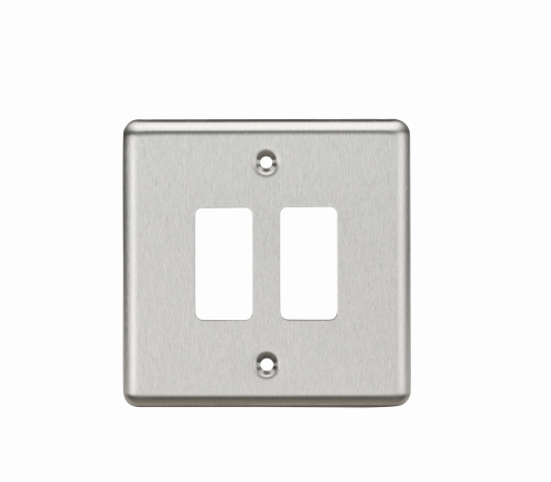 Knightsbridge 2G Grid Faceplate - Rounded Edge Brushed Chrome - (GDCL2BC)