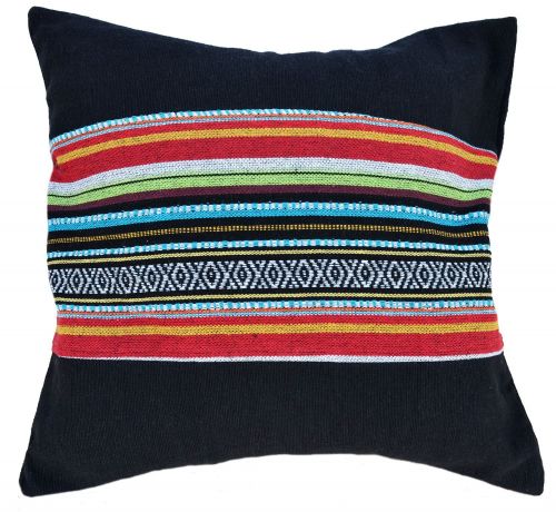 Filled cushion - cotton Gheri Panel - Black