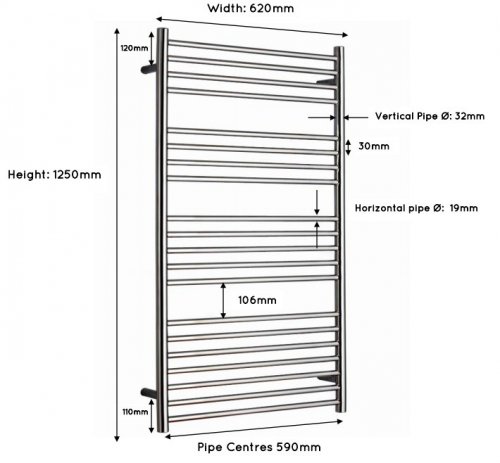 JIS Ashdown 1250 x 620mm Ladder Rail