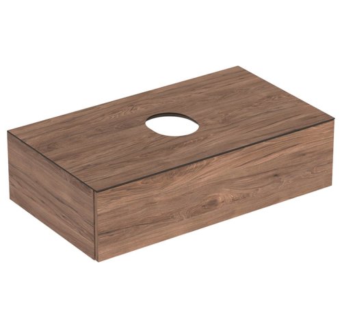 Geberit VariForm 900mm One Drawer Hickory Vanity Unit for Lay-On Basin