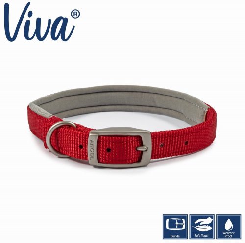 Ancol Padded Red Dog Collar - Large