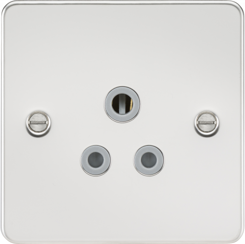 Knightsbridge Flat plate 5A unswitched socket - polished chrome with grey insert (FP5APCG)