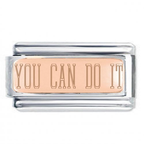 YOU CAN Rose Gold SuperlinkPlate Engraved Inspirational Motivational Bracelet Charm