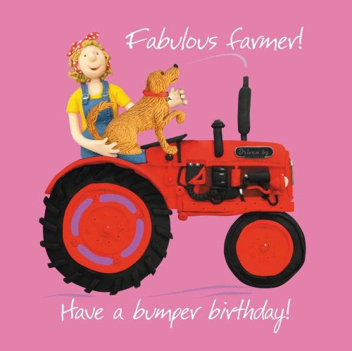Birthday Card - Female Fabulous Farmer Tractor Girlpower - One Lump Or Two