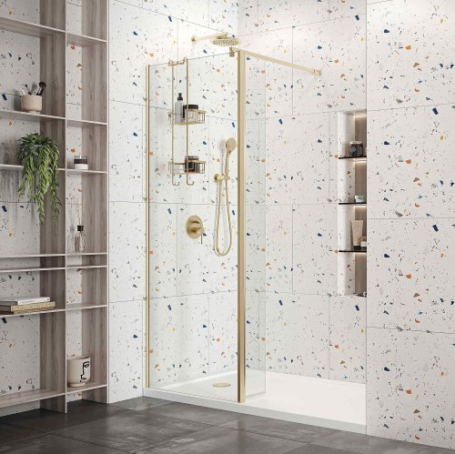 Roman Haven Select 400mm Pivot Deflector Panel (8mm) - Brushed Brass