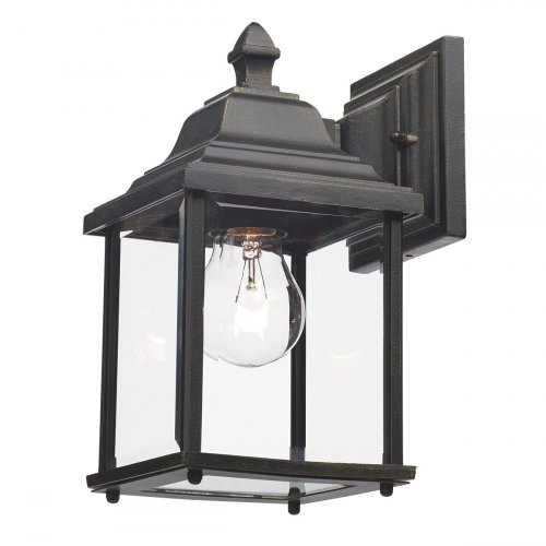 Dar Doyle Wall Bracket Lantern Black Gold IP44