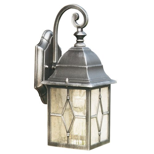 Searchlight Genoa - 1Lt Outdoor Wall Bracket, Black Silver, Leaded Glass