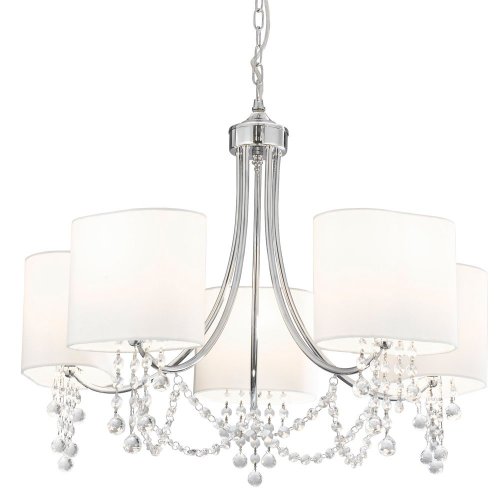 Searchlight Nina  - 5Lt Ceiling, Chrome, Clear Crystal, White Shades