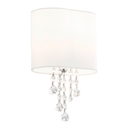 Searchlight Nina Wall Bracket, Chrome, Clear Crystal, White Shade