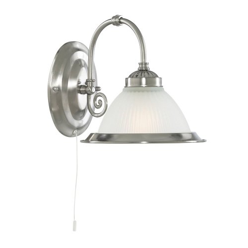 Searchlight American Diner 1 Light Wall Bracket Satin Silver Acid Glass