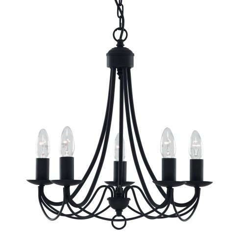 Searchlight Maypole 5 Light Matt Black W/Iron Fitting