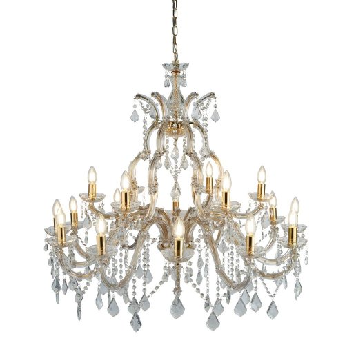 Searchlight Marie Therese 18 Light Chandelier Polished Brass & Clear Crystal