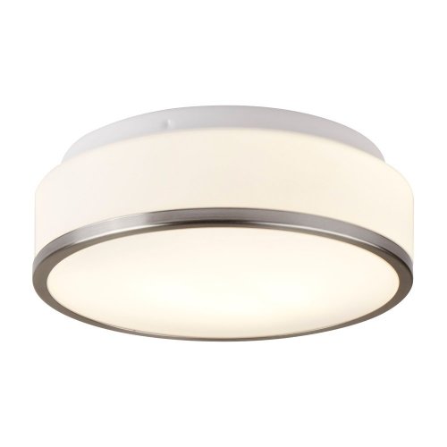 Searchlight Cheese- Bathroom-Ip44 2Lt Flush,Opal White Glass Shade W Satin Silver Trim Dia 28Cm