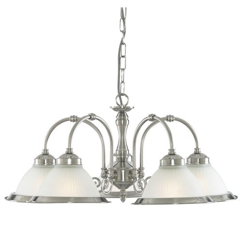 Searchlight American Diner - 5Lt Ceiling, Satin Silver, Acid Glass