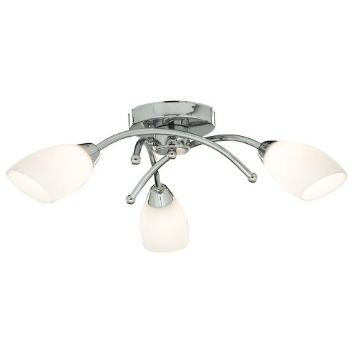 Searchlight Opera 3 Light Chrome Flush With Opal Glass