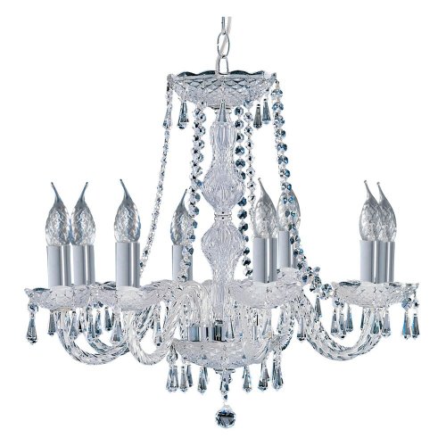 Searchlight Hale - 8 Light Chandelier, Chrome, Clear Crystal Trimmings