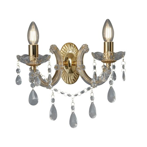 Searchlight Marie Therese-2Lt Wall Bracket,Polished Brass,Clear Crystal Glass