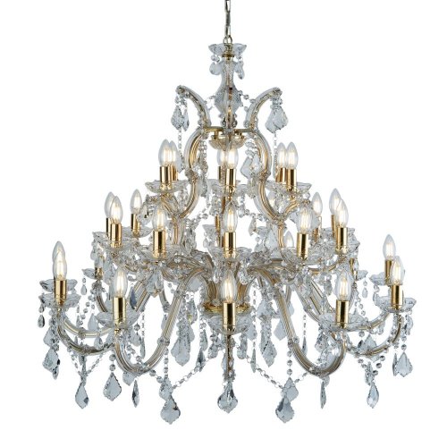 Searchlight Marie Therese 30 Light Chandelier Polished Brass & Clear Crystal