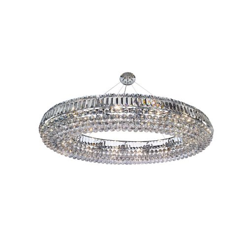 Searchlight Vesuvius Oval 24 Light Pendant Chrome with Clear Coffin & Ball Drops