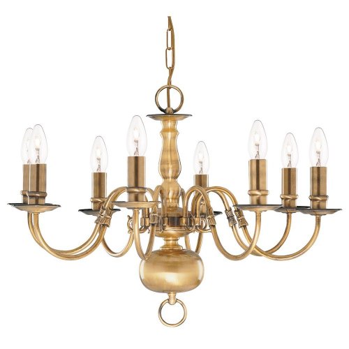 Searchlight Flemish - 8Lt Pendant, Antique Brass