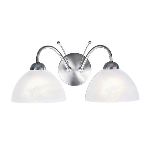 Searchlight Milanese 2 Light Wall Bracket in Satin Silver with Alabaster Glass