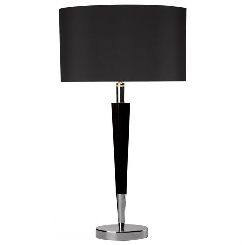 Dar Viking Table Lamp Polished Chrome & Black with Linen Shade