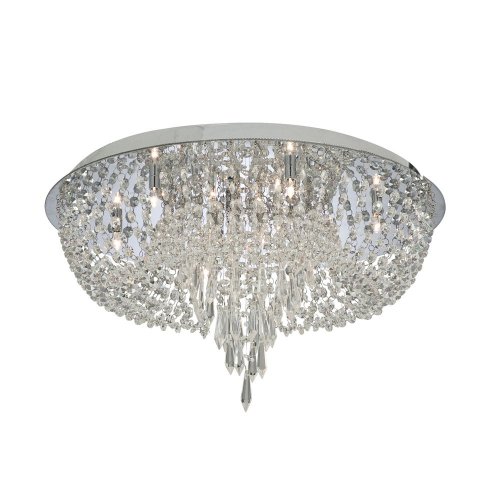 Searchlight Crisslet 10 Light Flush Ceiling Light Chrome & Clear Crystal