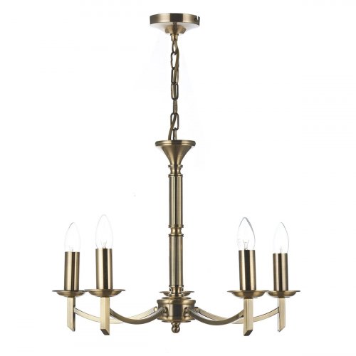 Dar Ambassador 5 Light Dual Mount Pendant Antique Brass