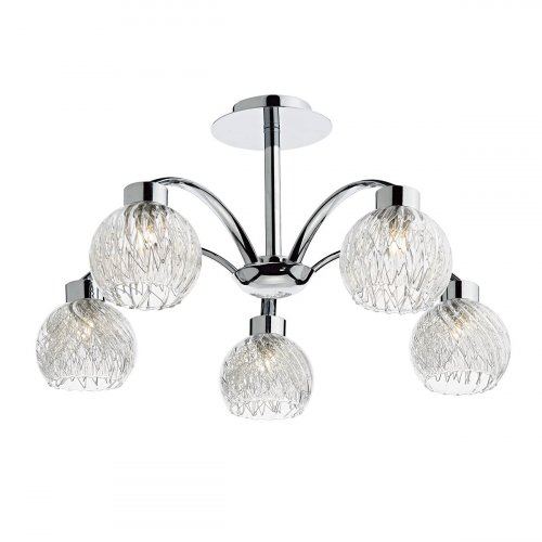 Dar Yasmin 5 Light Semi Flush Polished Chrome