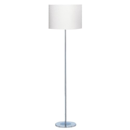 Searchlight Carter Floor Lamp - Chrome Round Base Ivory  Drum Shade