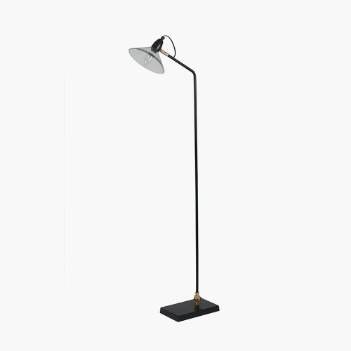 Pacific Lifestyle Canton Matt Black Metal and Glass Cone Floor Lamp