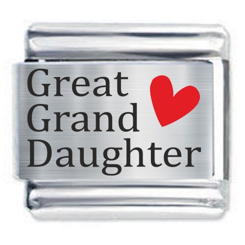 Colorev - Great Grand Daughter Heart Red Italian Charm - Fits all 9mm Italian Style Charms